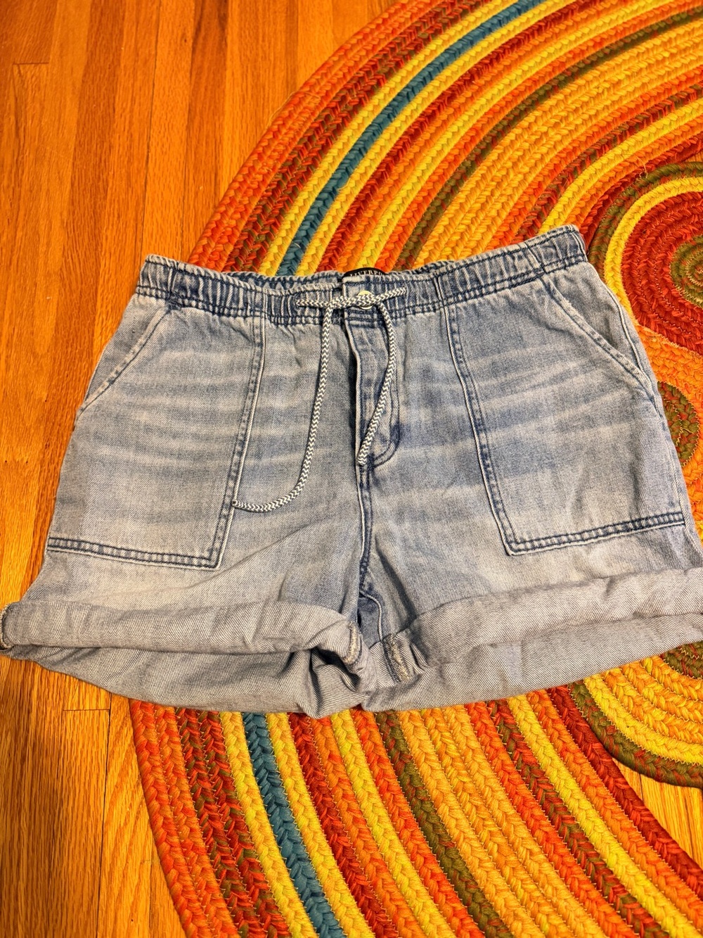 Liverpool Light Blue Denim Drawstring Utility Shorts